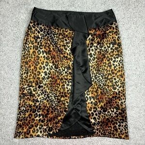 Worthington Skirt Womens 10 Leopard Print Pencil Classic Office Work Night Out